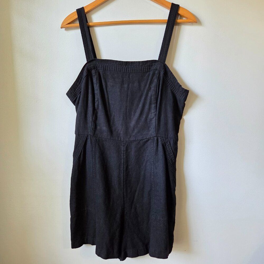 EUC OLD NAVY BLACK LINEN BLEND TANK ROMPER SIZE LARGE